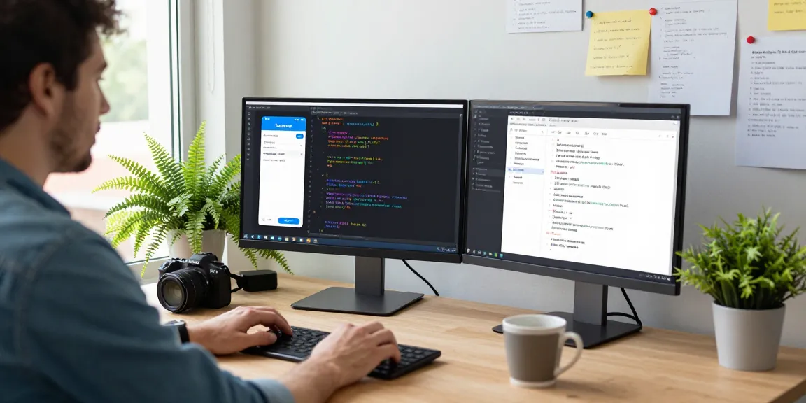 Developer applying Telegram Chinese language settings in a creative workspace.